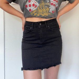 High Waisted Black Denim Jean Skirt - Size 8 - Nasty Gal